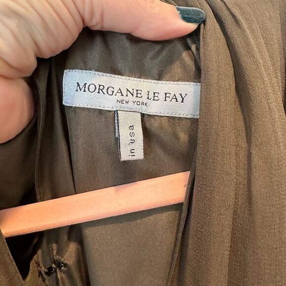 Morgane Le Fay Dark Green Silk Boho Steampunk Fairy Goddess Tiered Maxi Dress S - Picture 12 of 13